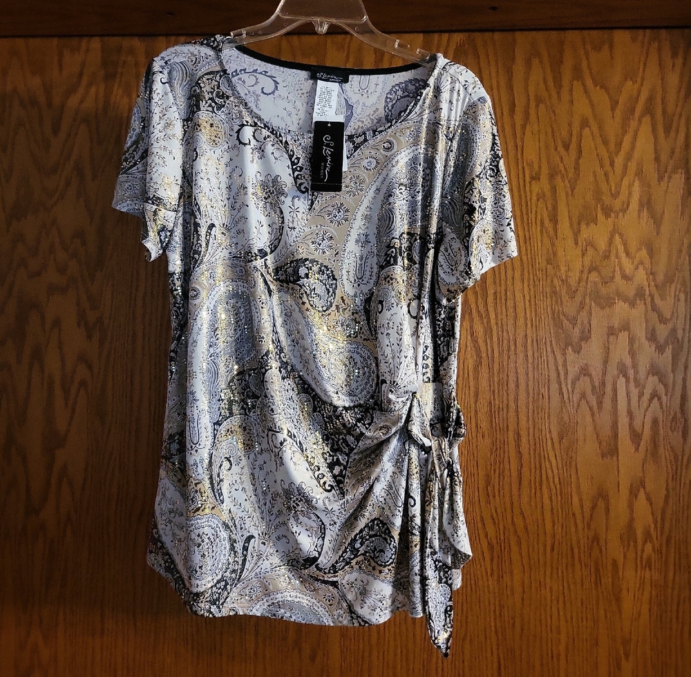 Elegant Paisley Blouse with Side Knot